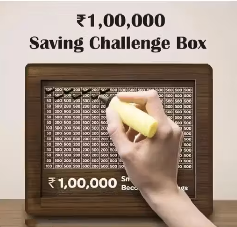 Wooden Grid Money Bank (Savings Challenge Box)