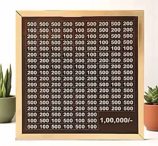 Wooden Grid Money Bank (Savings Challenge Box)