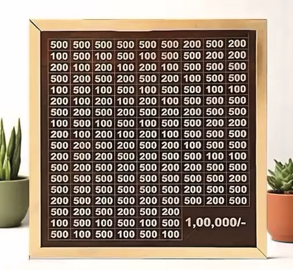 Wooden Grid Money Bank (Savings Challenge Box)
