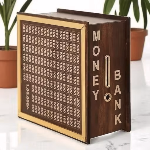 Wooden Grid Money Bank (Savings Challenge Box)